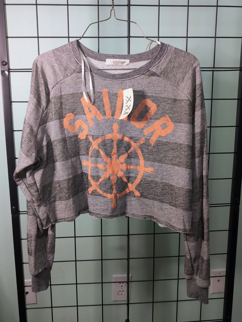 Forever 21 Sailor Graphic Cropped Sweatshirt Size S NWT